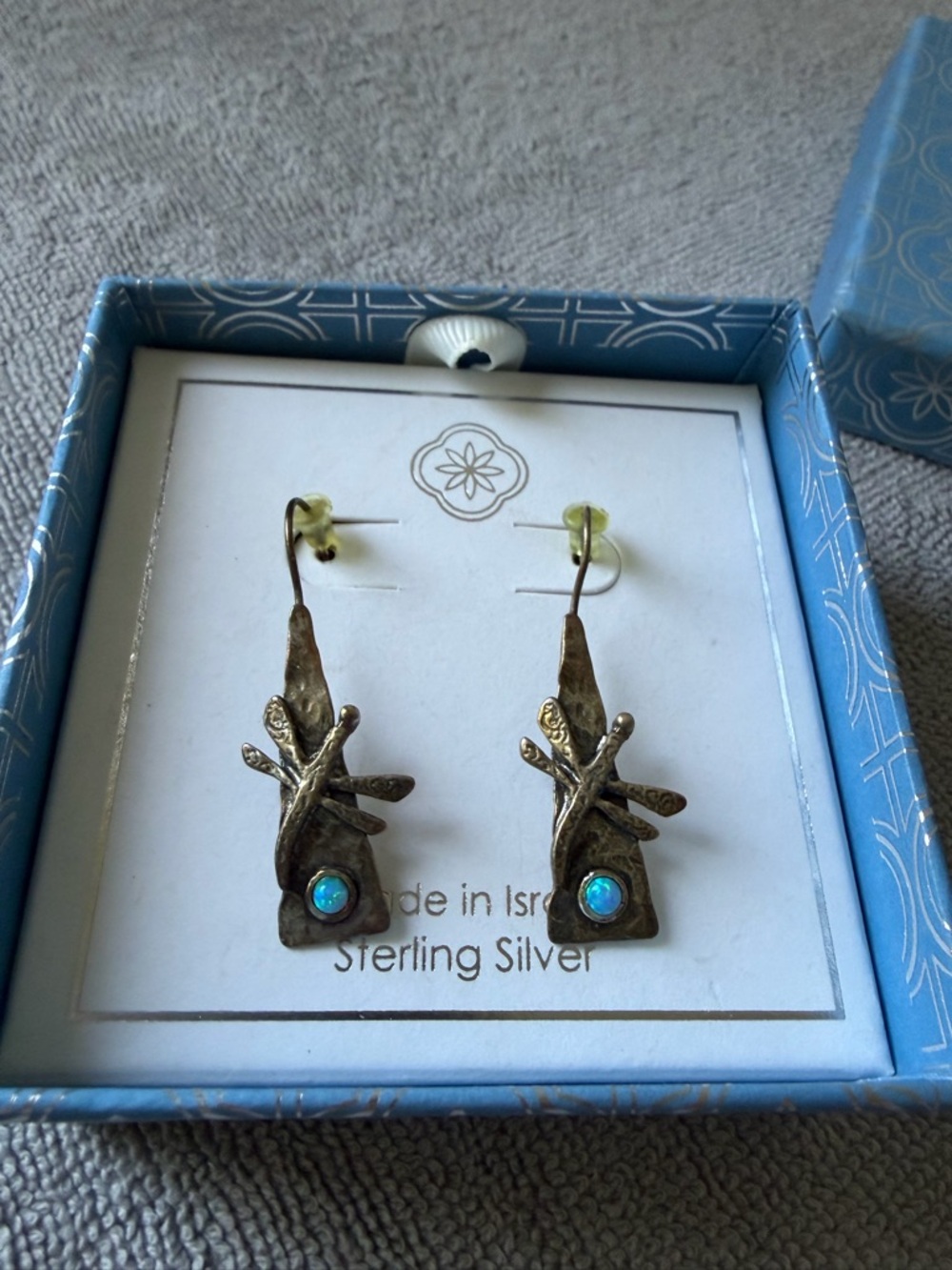 Sterling silver dragonfly earrings made in Israel